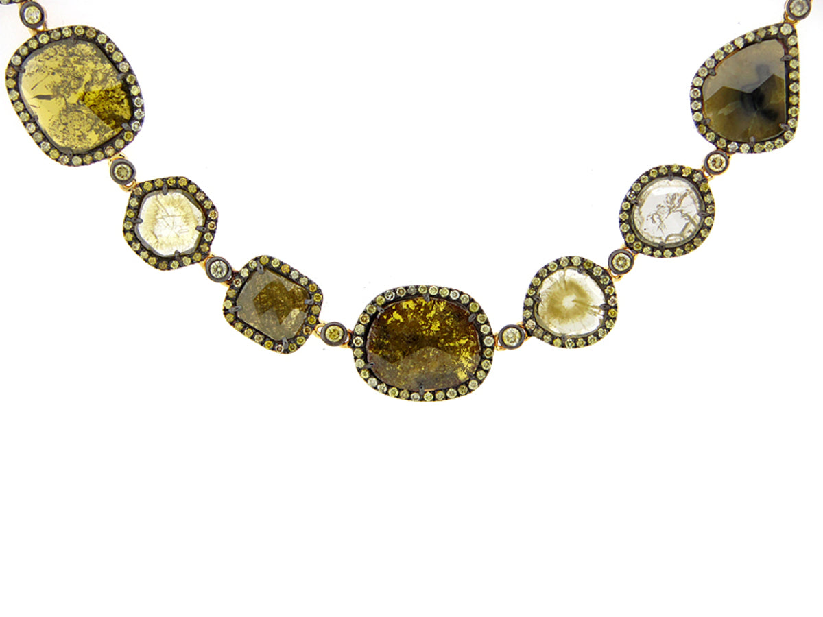 ROSE CUT SLICE YELLOW DIAMOND NECKLACE, 18KY (N)