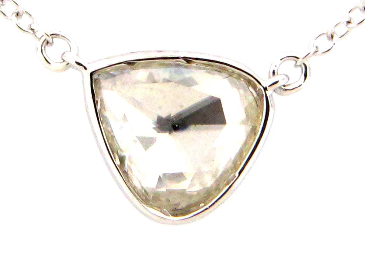 ROSE CUT PEAR DIAMOND PENDANT NECKLACE, 18"/17"/16", 14KW (N)