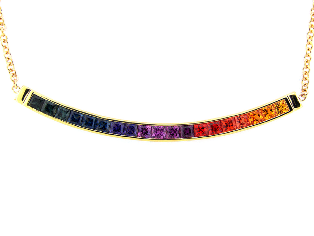 RAINBOW SAPPHIRE NECKLACE, 18KY (H)
