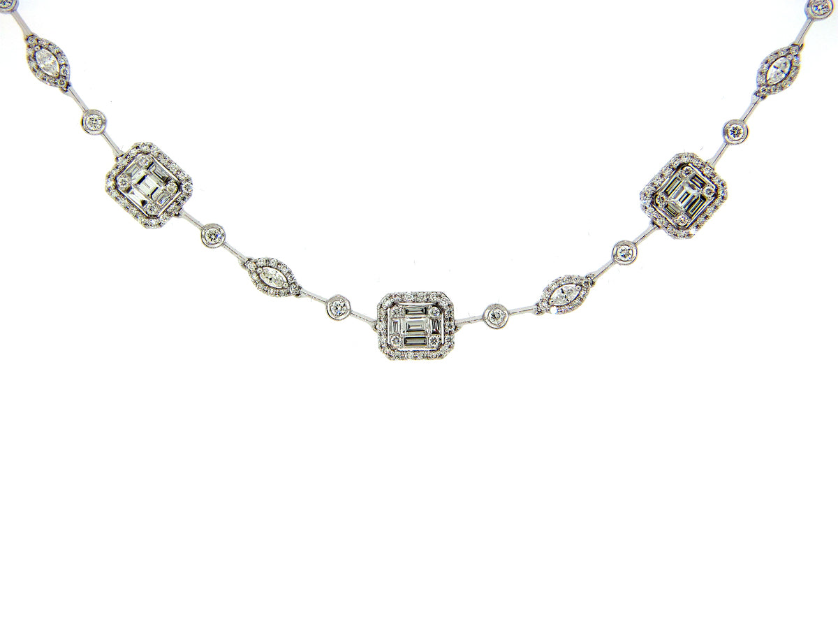 DIAMOND NECKLACE/BRACELET COMBINATION, 34" 18KW (N)