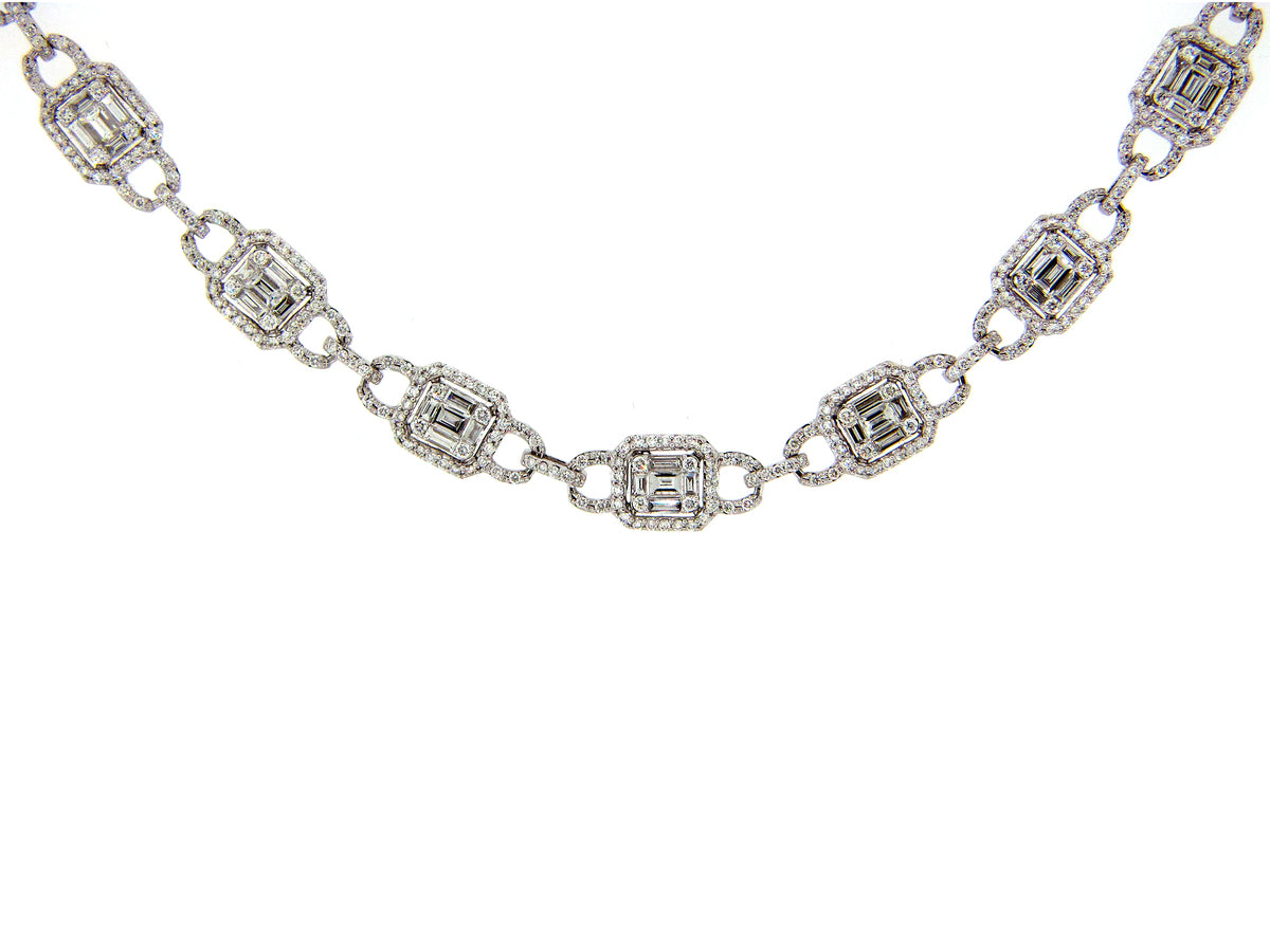 DIAMOND NECKLACE/BRACELET COMBINATION, 34" 18KW (N)