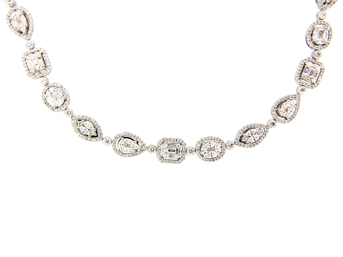 DIAMOND NECKLACE BRACELET COMBINATION, 34", 18KW (N)
