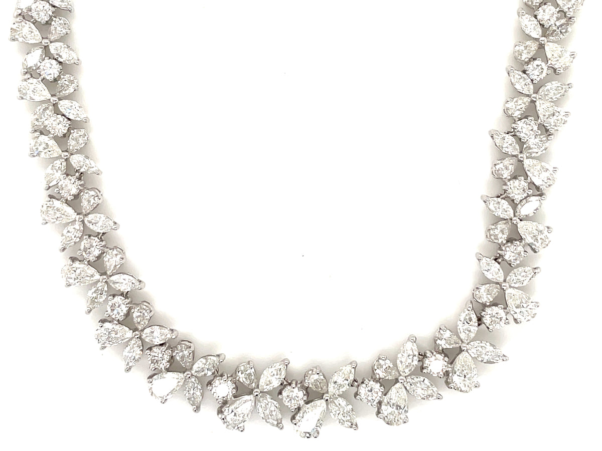DIAMOND FLORETTE CHOKER NECKLACE, 17"