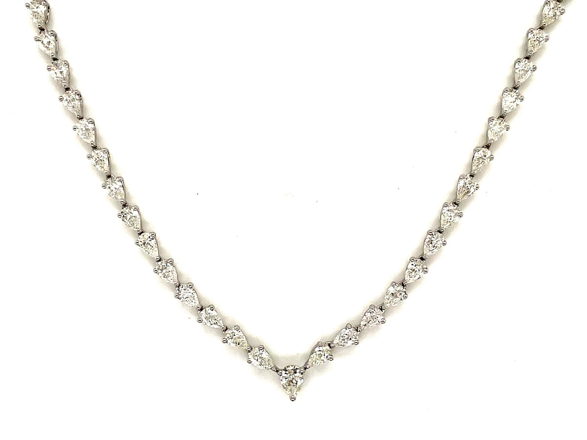 DIAMOND PEAR V CHOKER NECKLACE, 16"