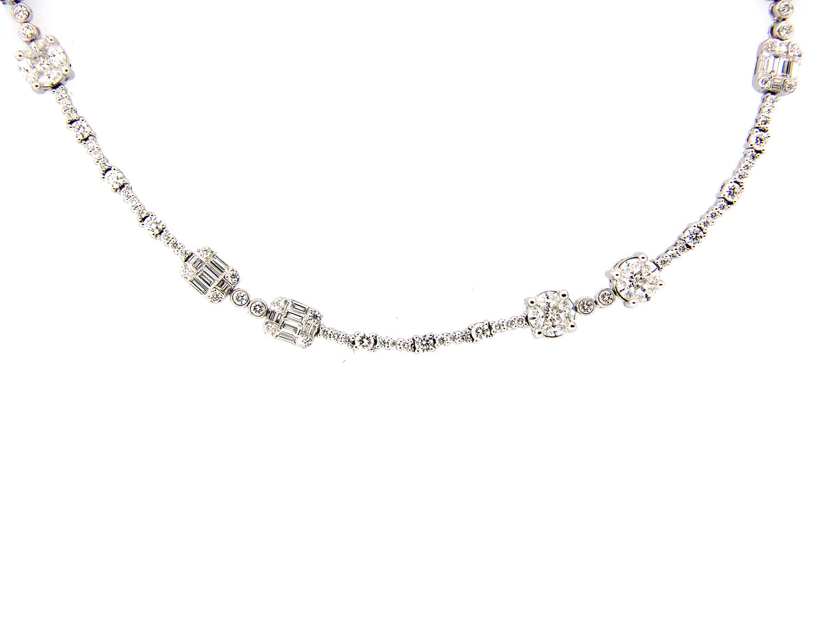 DIAMOND NECKLACE/BRACELET COMBINATION, 27" + 7", 18KW (N)