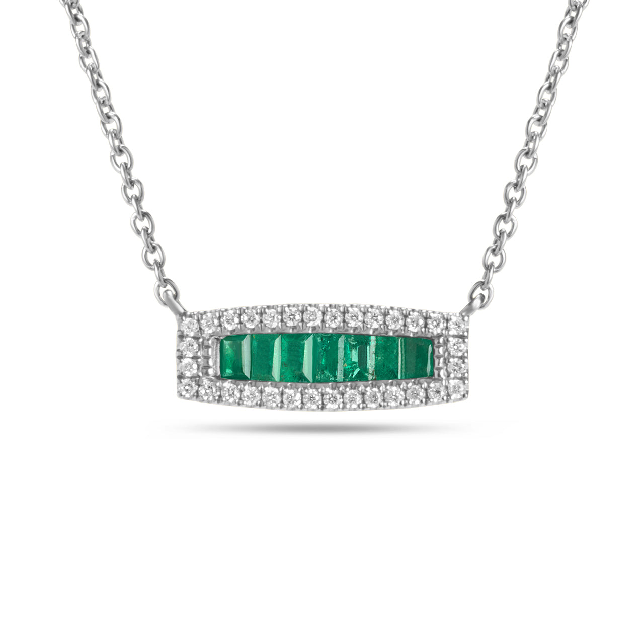 Emerald & Diamond Baguette Necklace