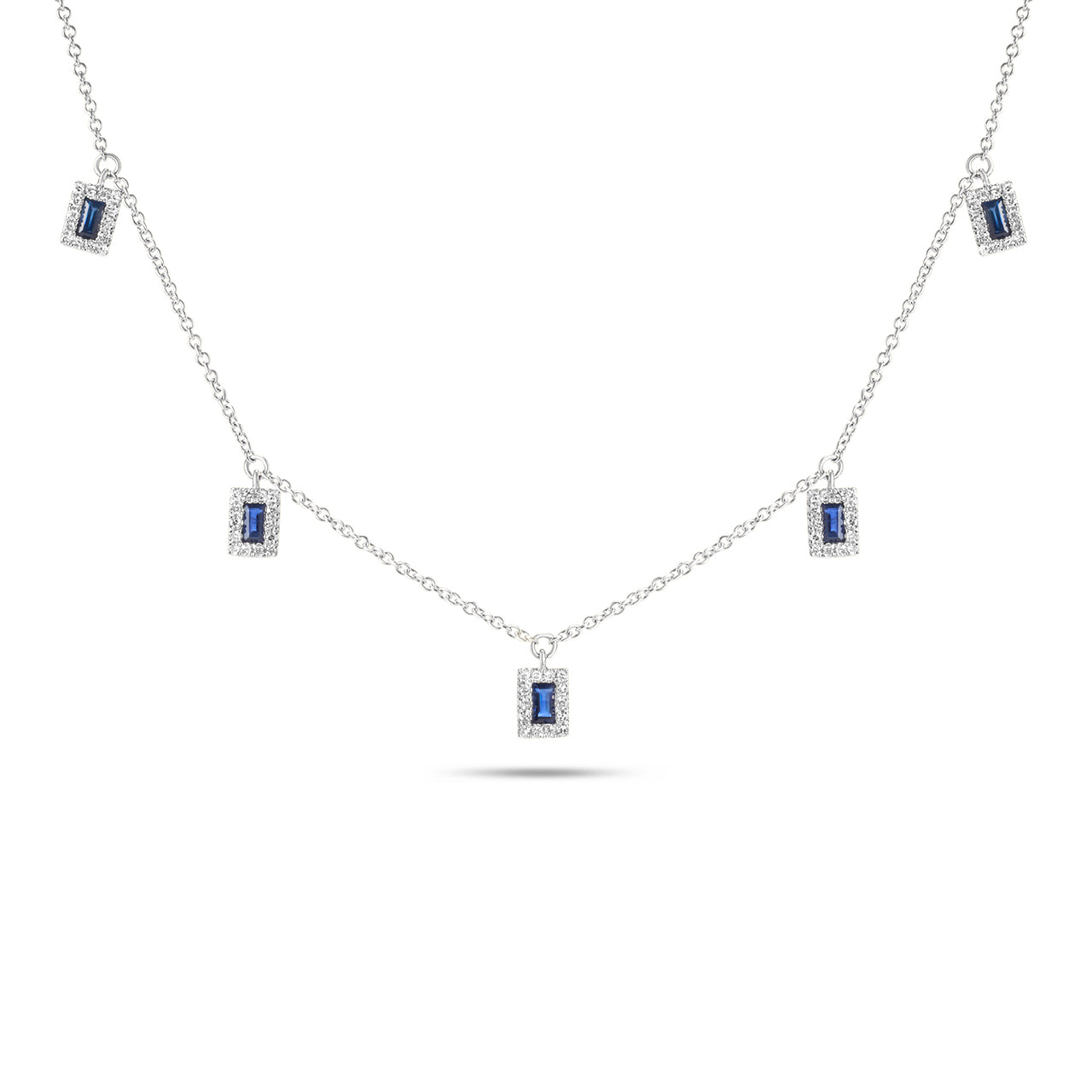Sapphire & Diamond Baguette Station Necklace
