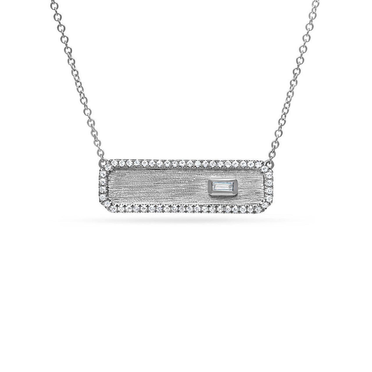 Diamond Baguette Bezel Bar Necklace