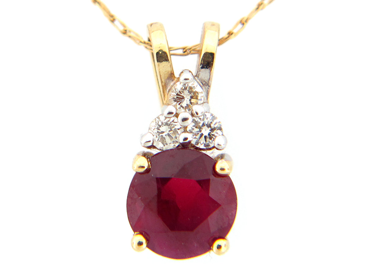 RUBY & DIAMOND PENDANT, 14KY (H), C=1.05