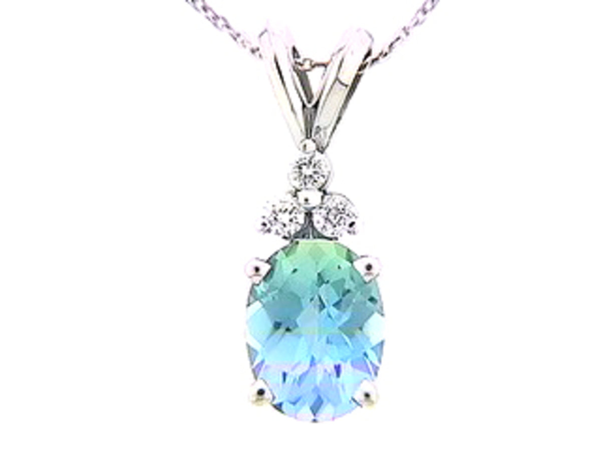 CHB SWISS BLUE TOPAZ & DIAMOND PENDANT