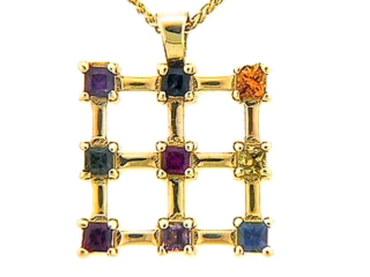 RAINBOW SAPPHIRE PENDANT, 14KY (E/U)