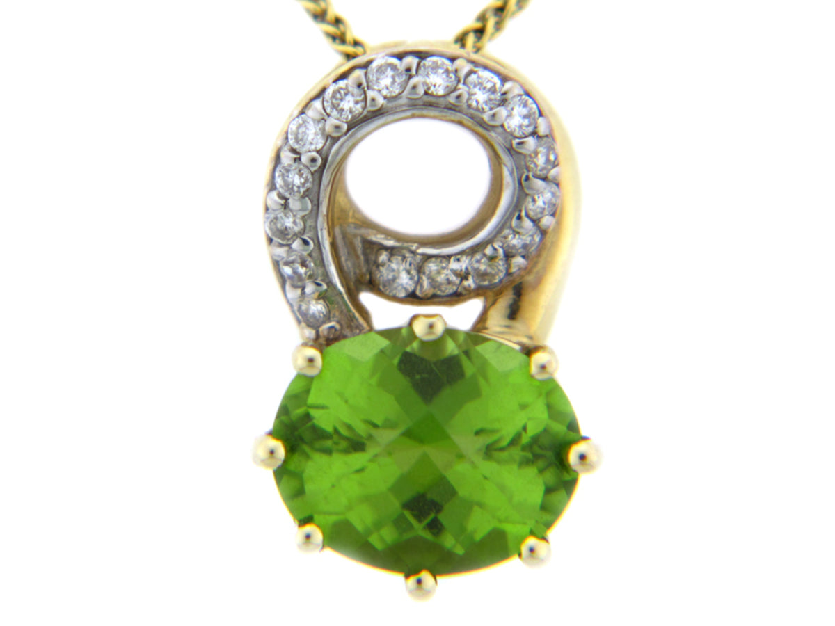 CHB PERIDOT & DIAMOND PENDANT, 14KY (N), C=2.70