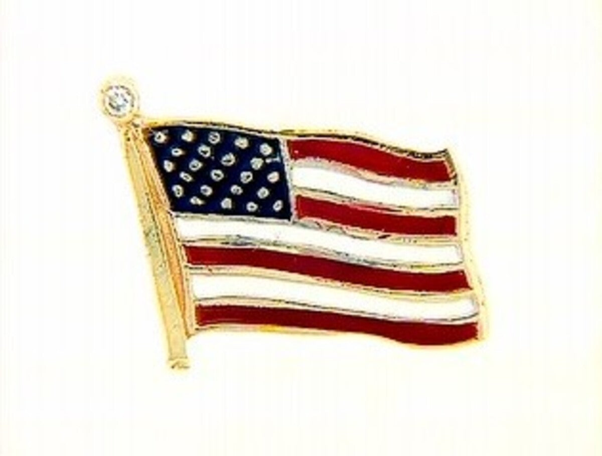 DI US ENAMEL FLAG PIN 14K