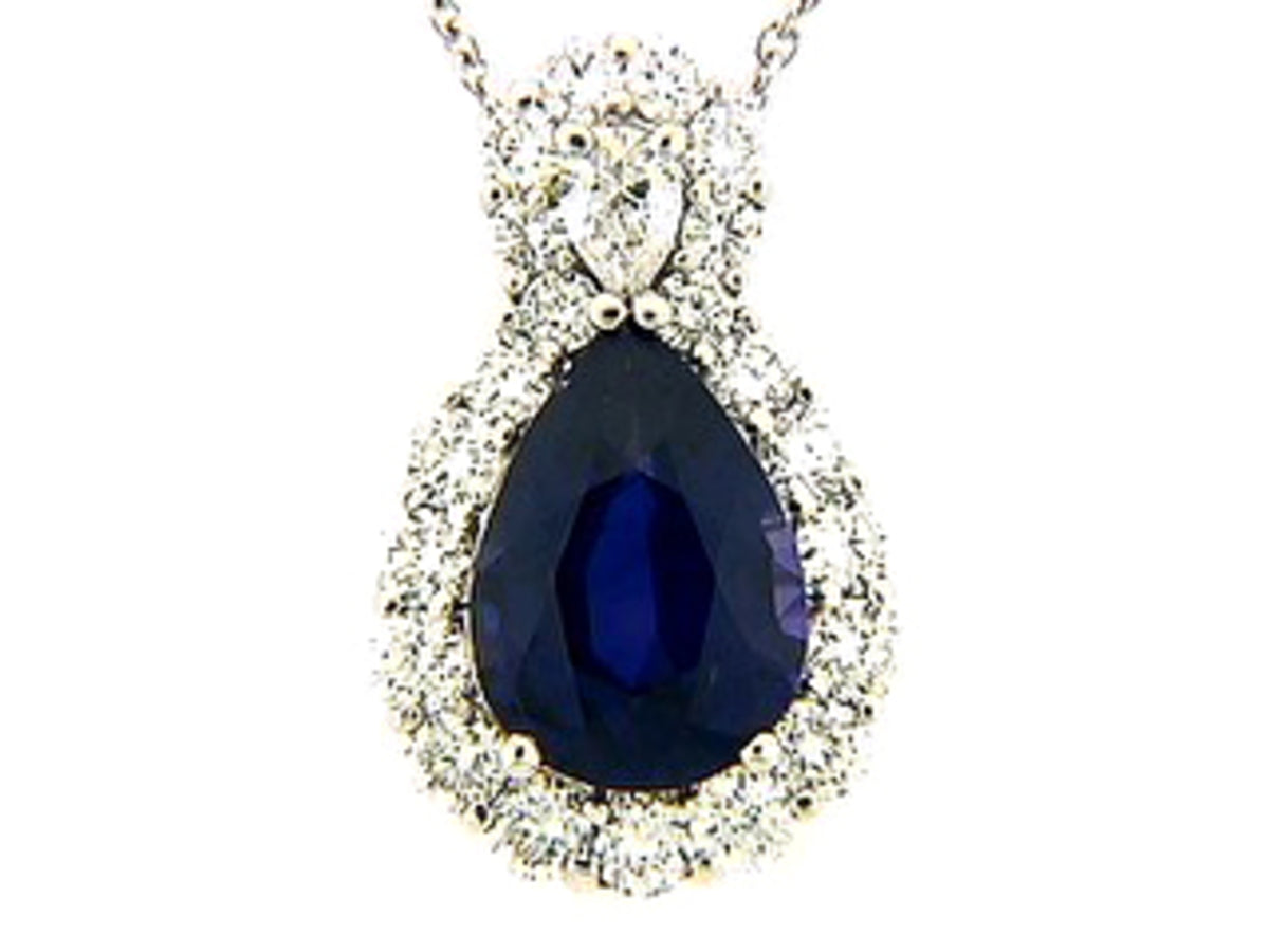 PURPLE SAPPHIRE & DIAMOND PENDANT, 18KW (H),C=3.46