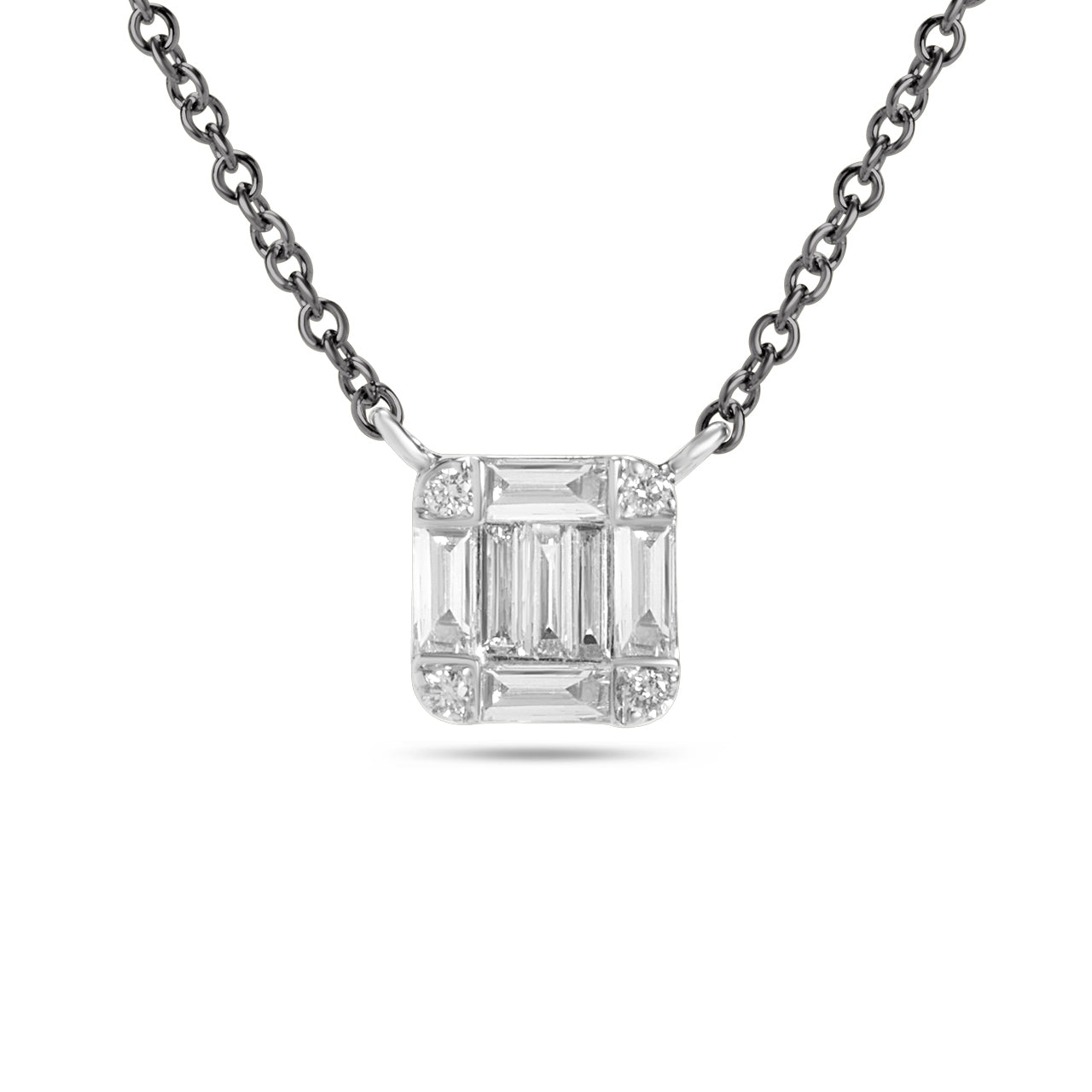 Diamond Emerald Cut Custer 5.8mm Necklace