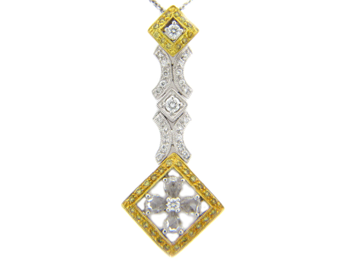 YELLOW DIAMOND & DIAMOND PENDANT, 18KT (N)