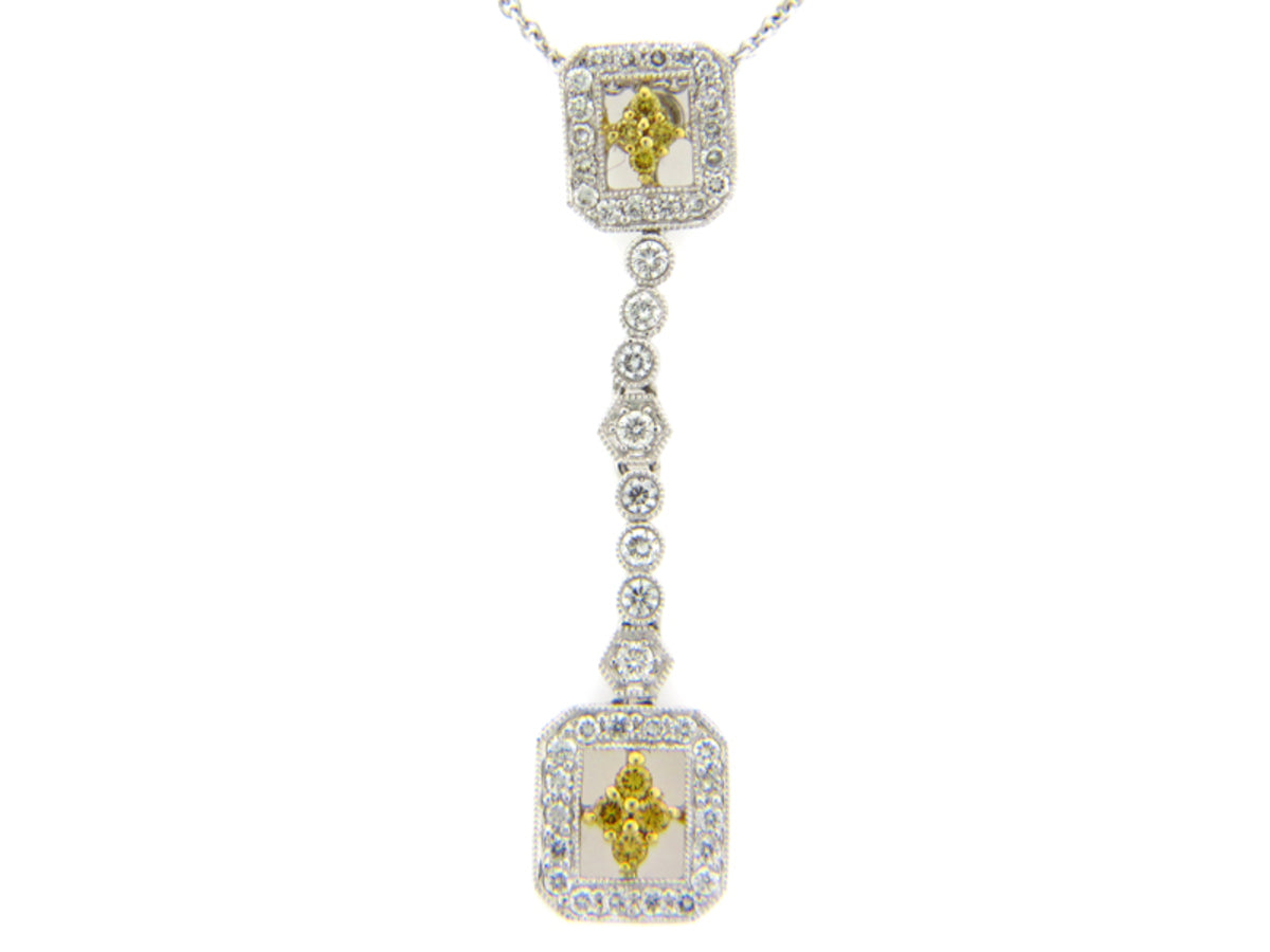 YELLOW DIAMOND & DIAMOND PENDANT, 18KT( N) SPECIAL
