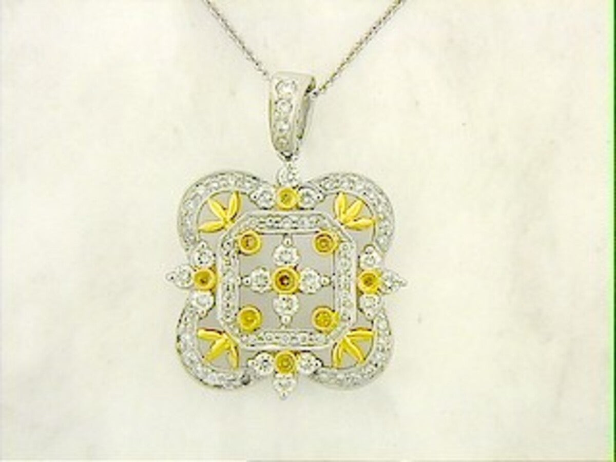 YELLOW DIAMOND & DIAMOND PENDANT
