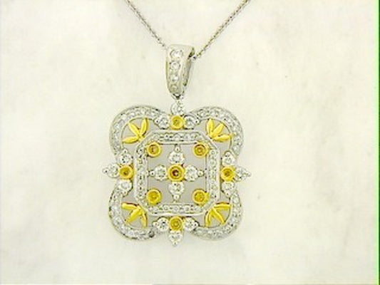 YELLOW DIAMOND & DIAMOND PENDANT