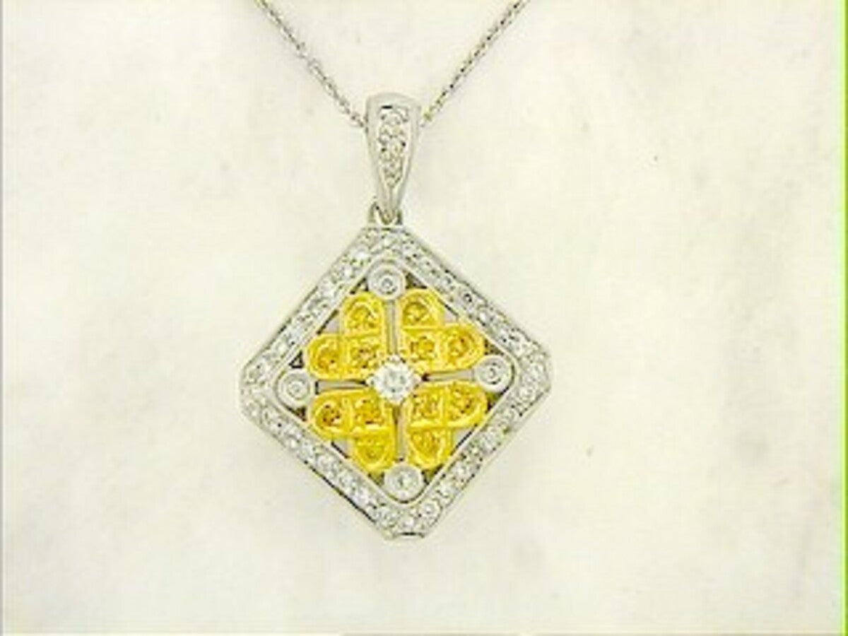 YELLOW DIAMOND & DIAMOND PENDANT