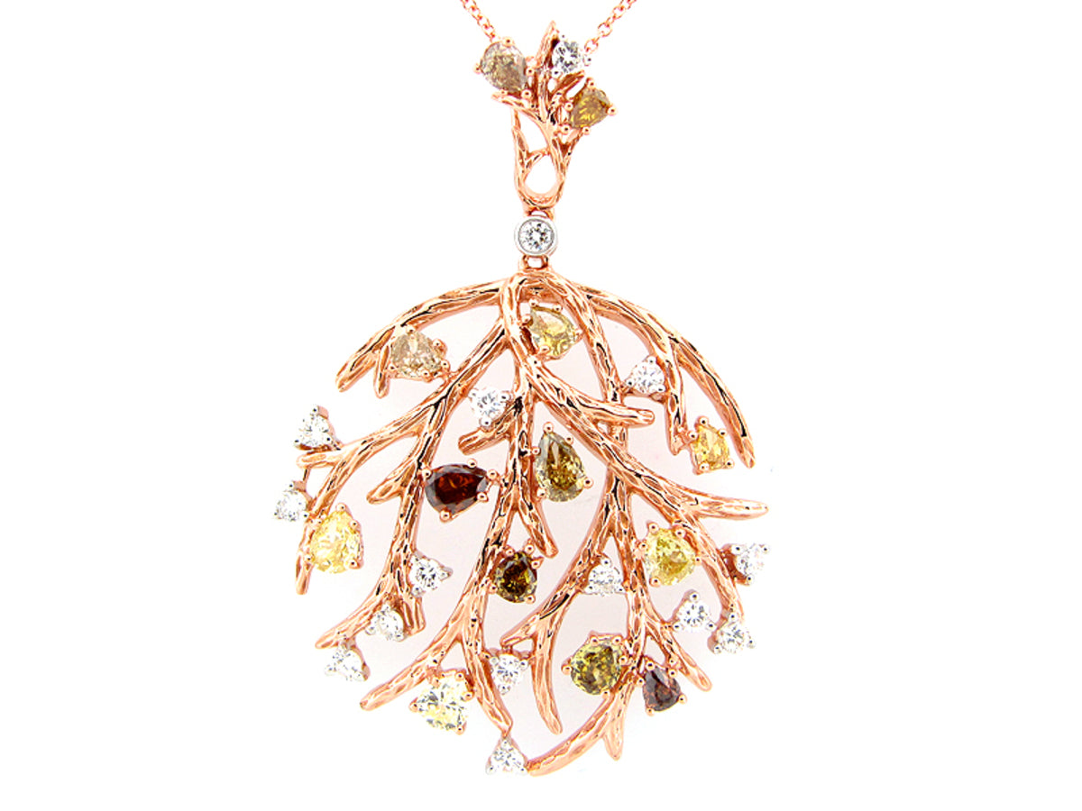 FANCY COLOR DIAMOND PENDANT, 18KR (N)