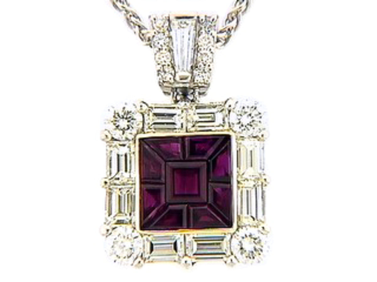 RUBY & DIAMOND PENDANT, 18KT (E), C=1.15