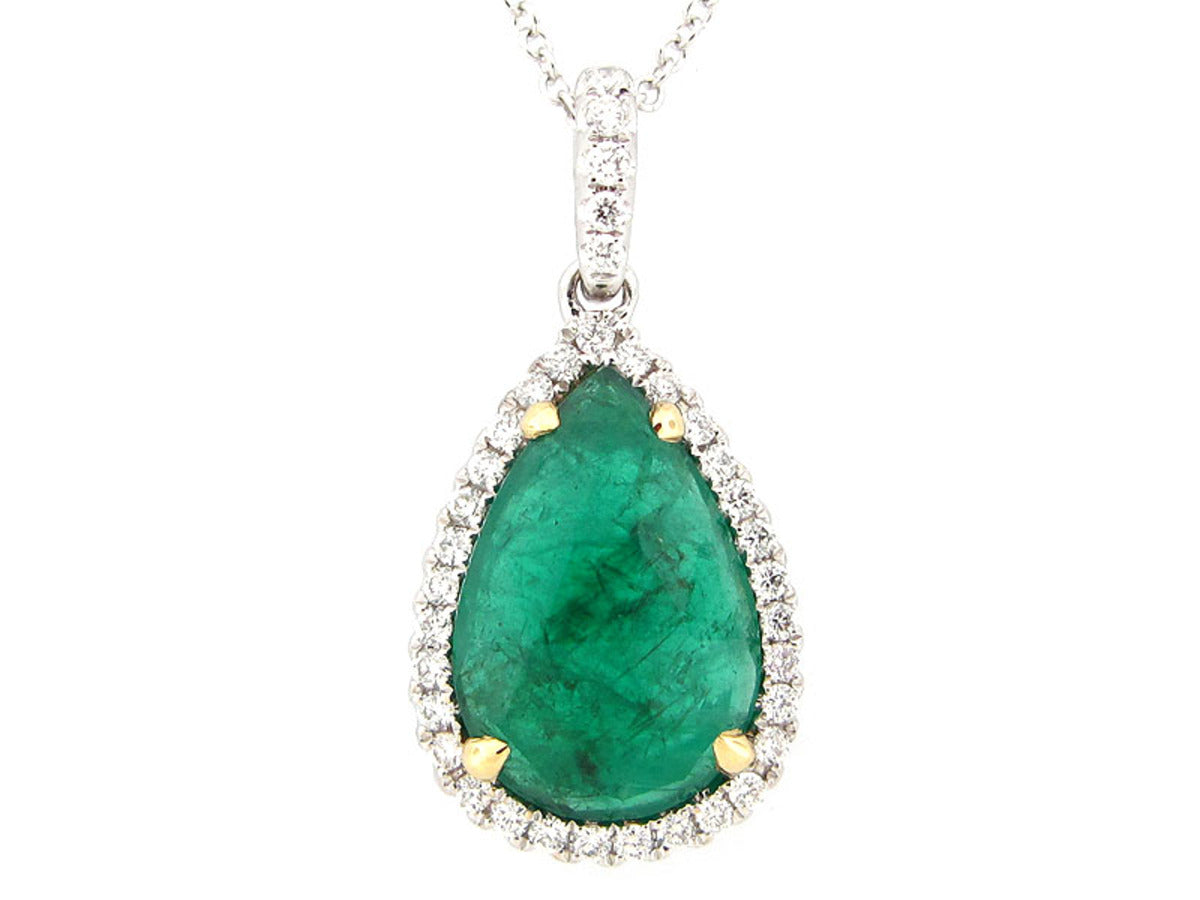 EMERALD & DIAMOND PENDANT, 18KT (O)