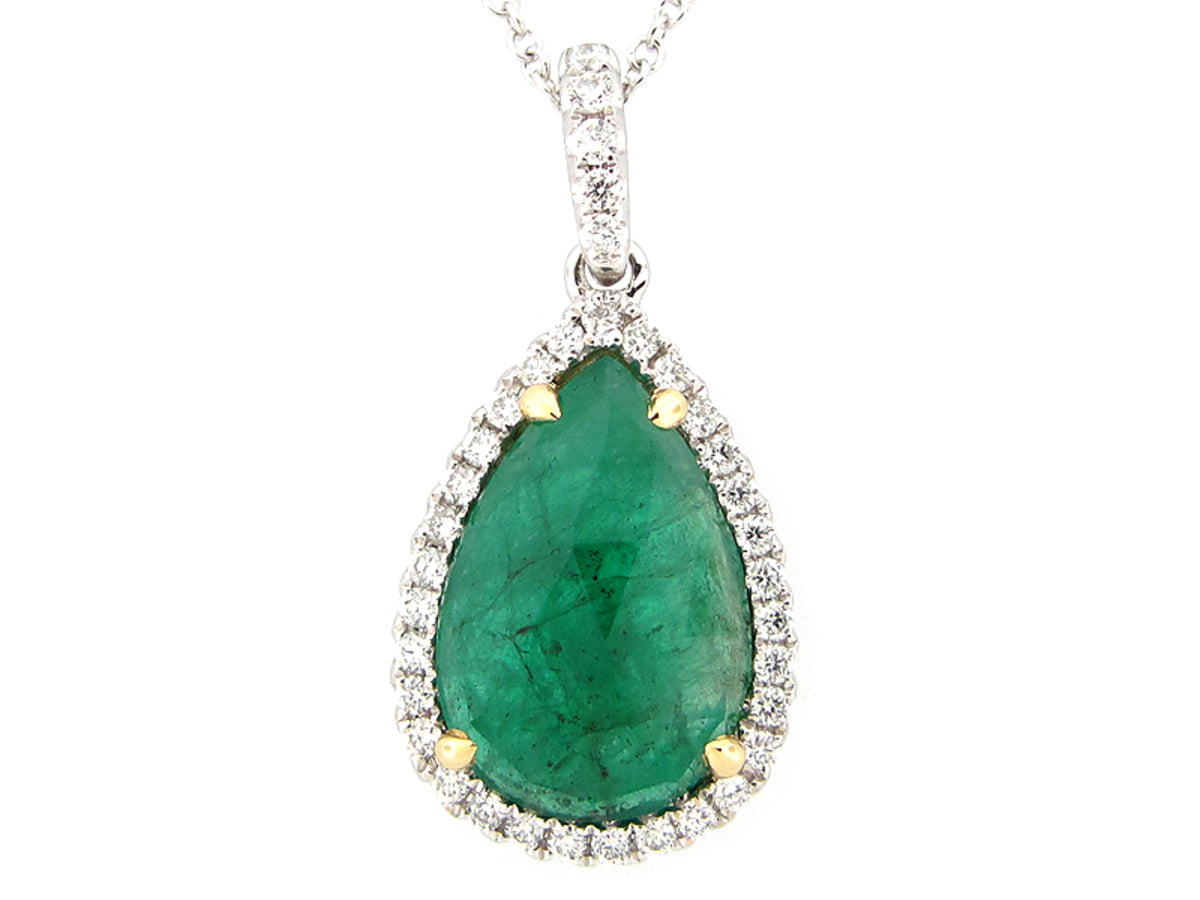 EMERALD & DIAMOND PENDANT, 18KT (O)