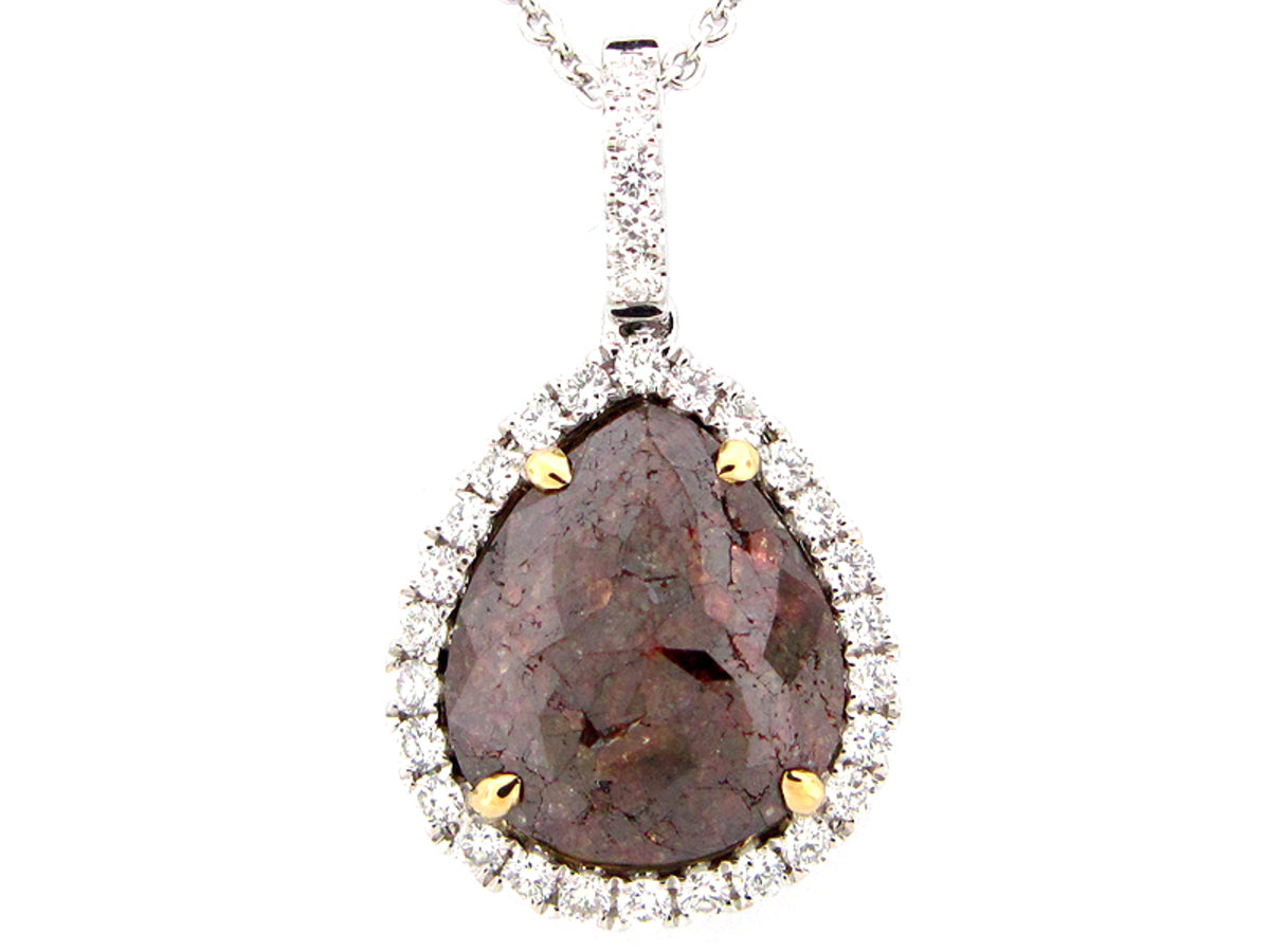 ROSE ROUGH CUT FANCY COLOR DIAMOND PENDANT, 18KT (N)