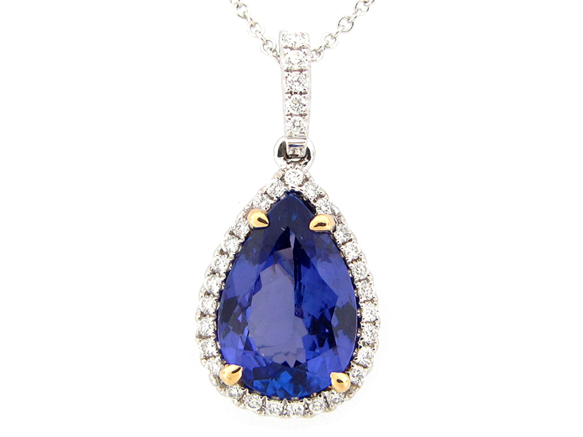 TANZANITE & DIAMOND PENDANT, 18KT (H), C=2.92
