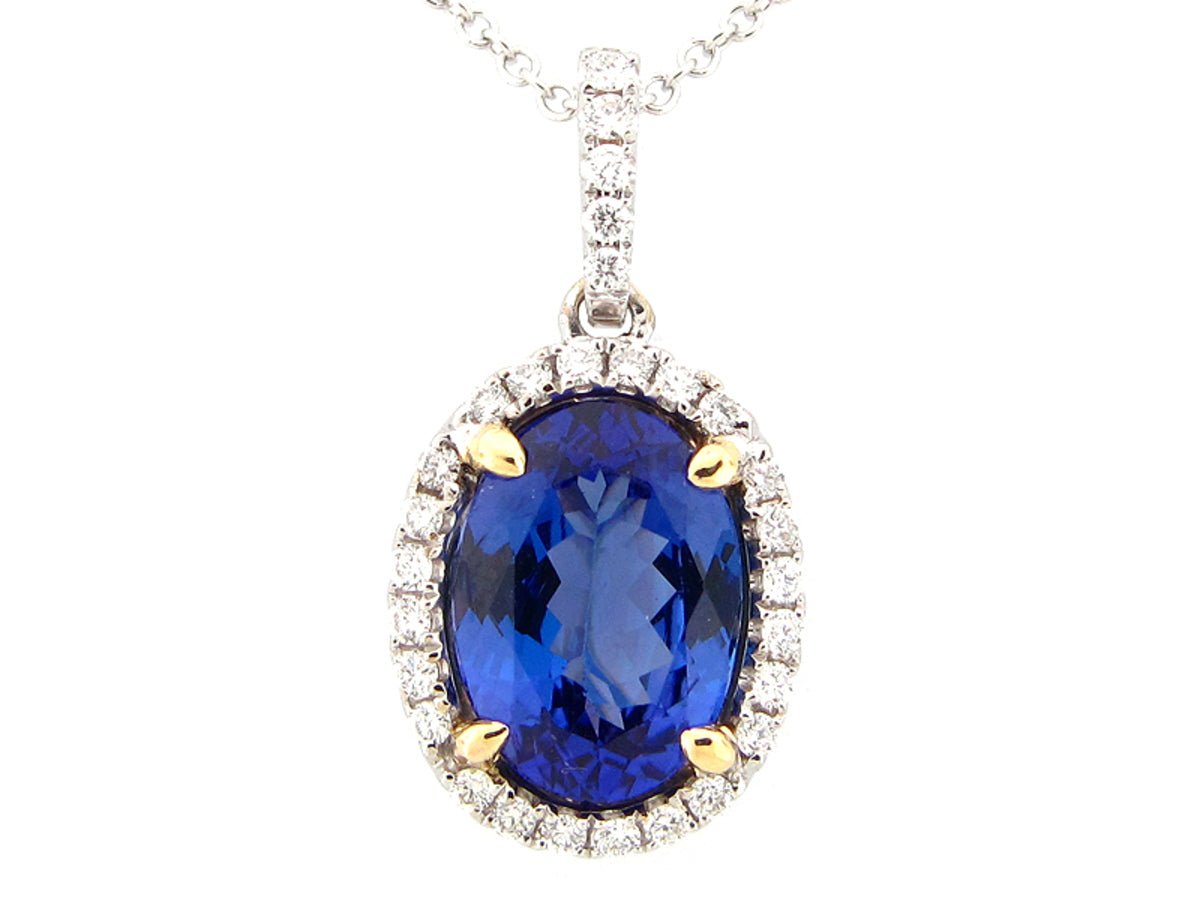 TANZANITE & DIAMOND PENDANT, 18KT (N)
