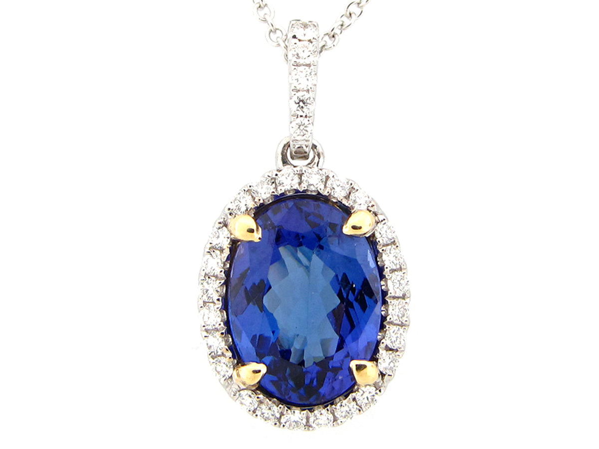 TANZANITE & DIAMOND PENDANT, 18KT (H)