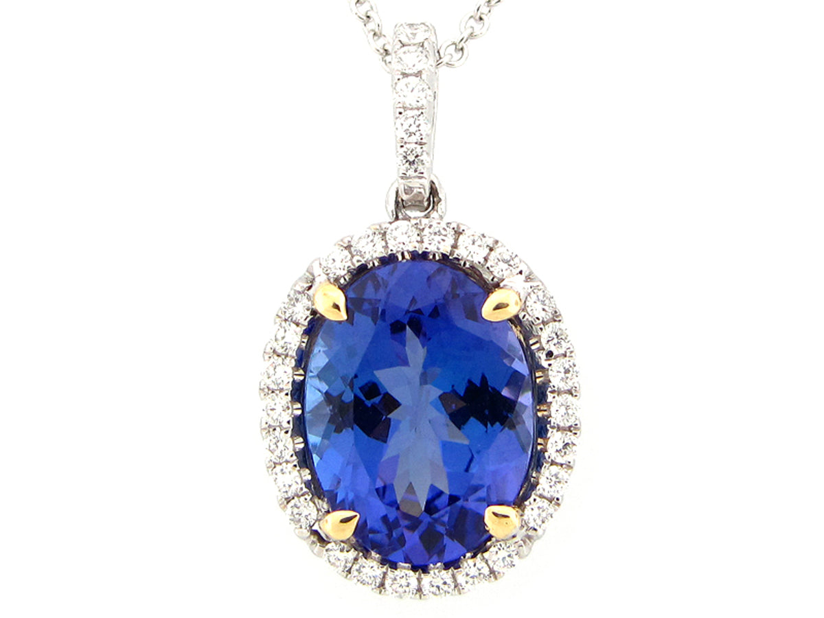 TANZANITE & DIAMOND PENDANT, 18KT (H)
