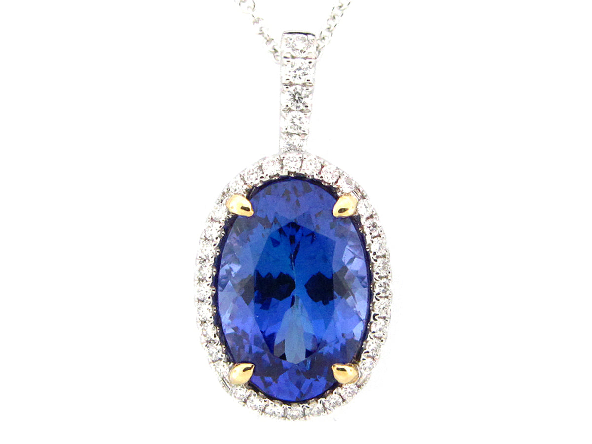 TANZANITE & DIAMOND PENDANT, 18KT (H)