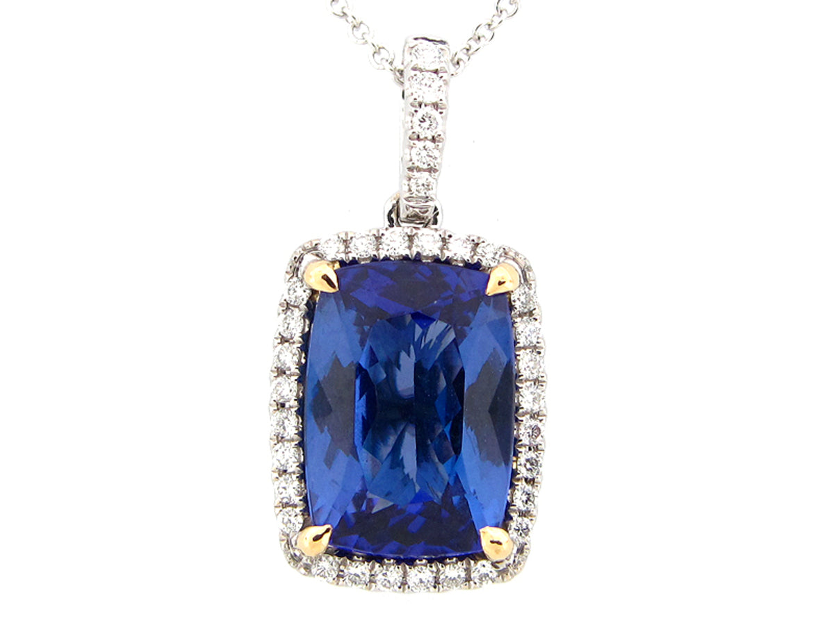 TANZANITE & DIAMOND PENDANT, 18KT (H), C=4.26