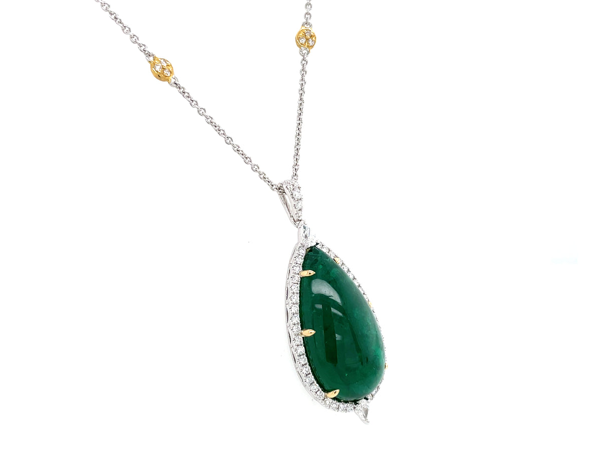 EMERALD & DIAMOND PENDANT, GIA CERT #6214532130
