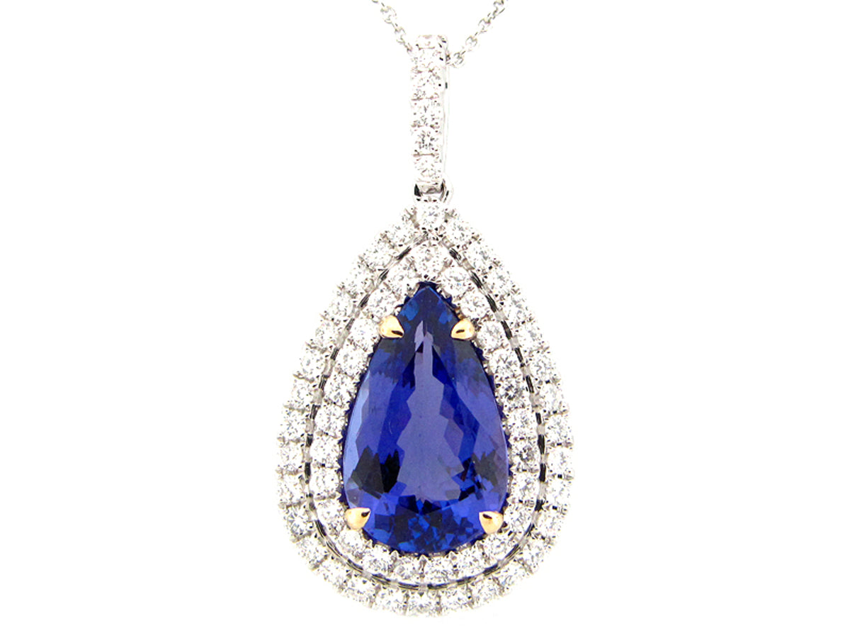 TANZANITE & DIAMOND PENDANT, 18KT (H)