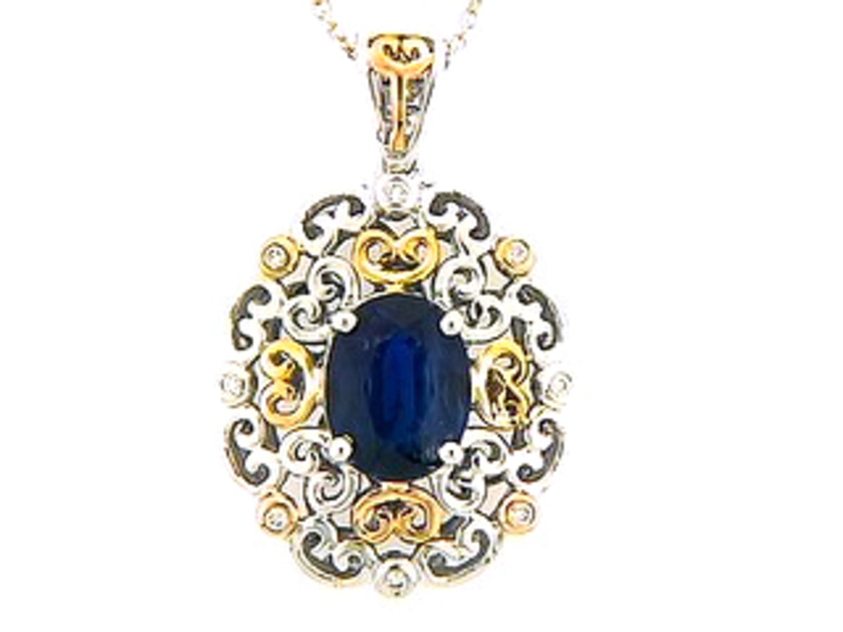 KYANITE & DIAMOND PENDANT, 14KT (N), C=2.62
