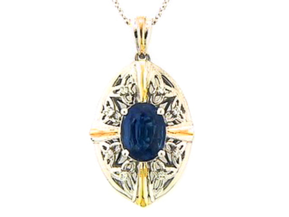 NEPAL KYANITE & DIAMOND PENDANT, 14KT (N), C=2.62