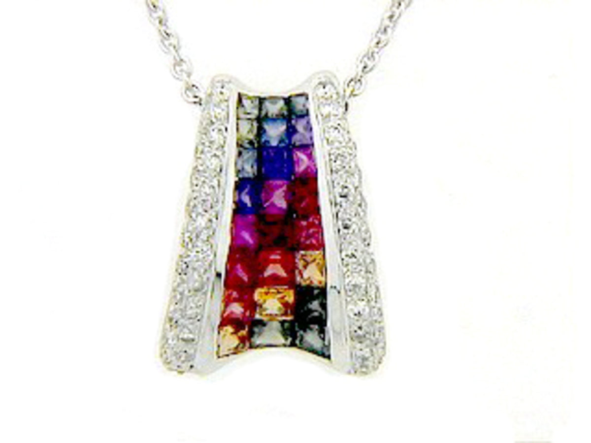 RAINBOW SAPPHIRE & DIAMOND PENDANT