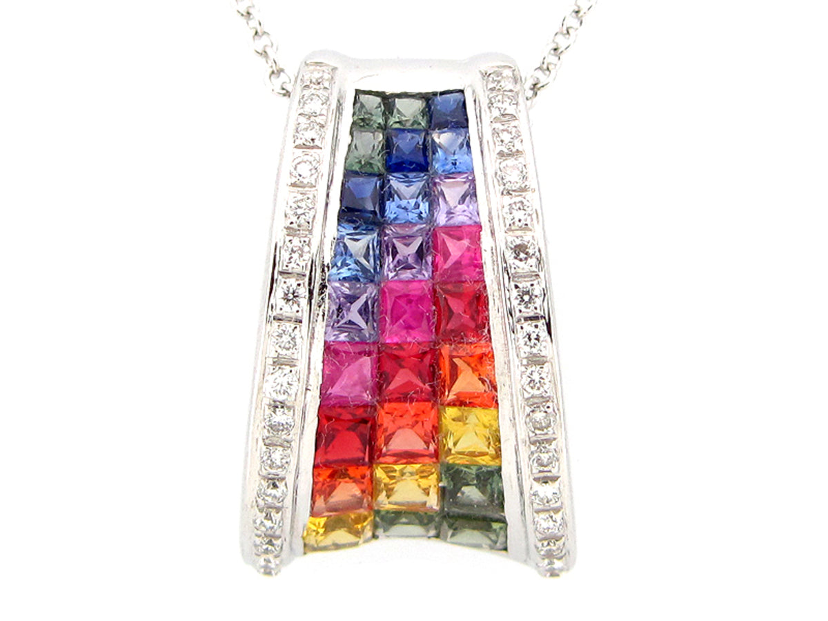 RAINBOW SAPPHIRE & DIAMOND PENDANT
