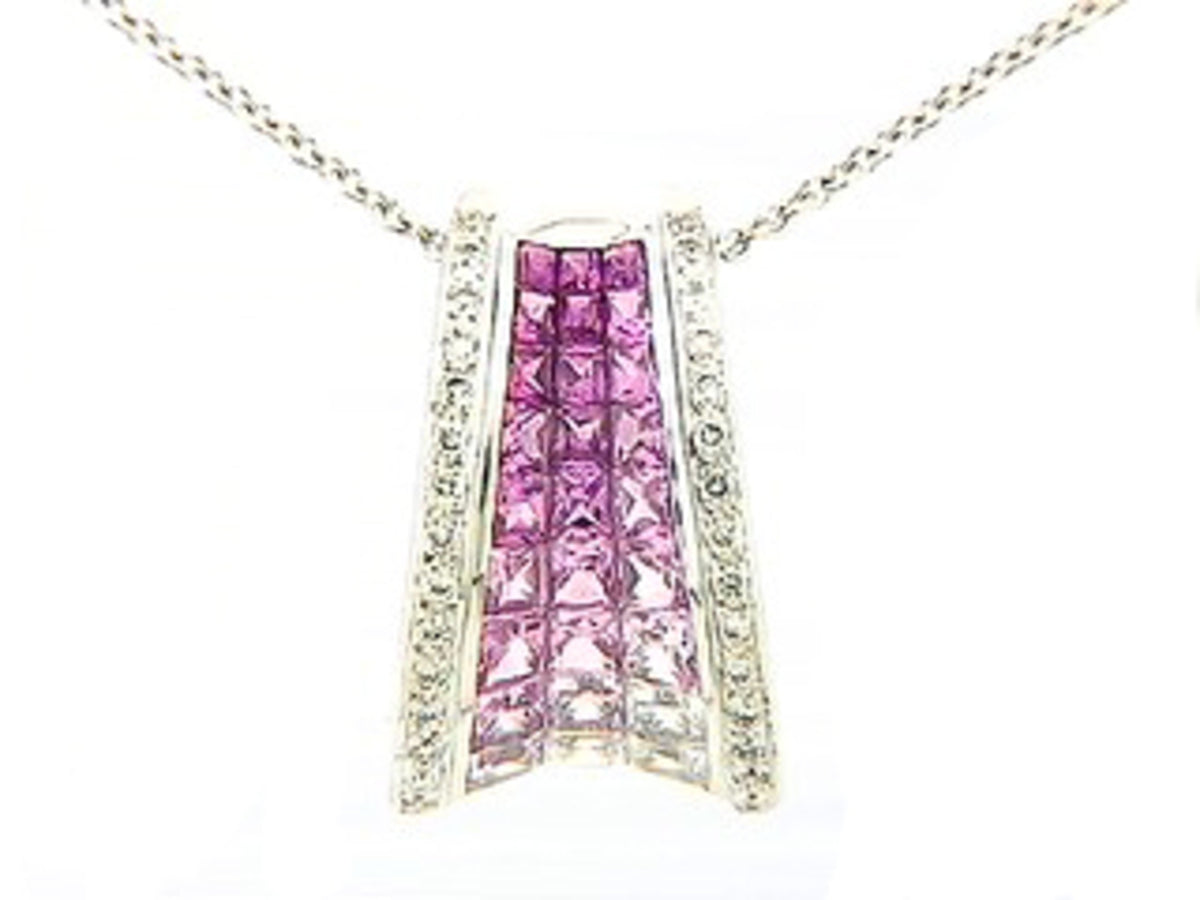PINK SAPPHIRE & DIAMOND PENDANT, 18KW (H), C=1.82