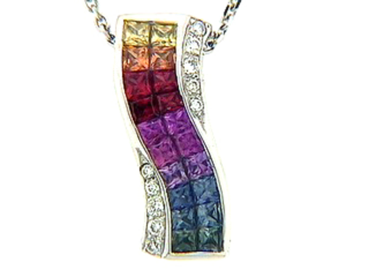 RAINBOW SAPPHIRE & DIAMOND PENDANT