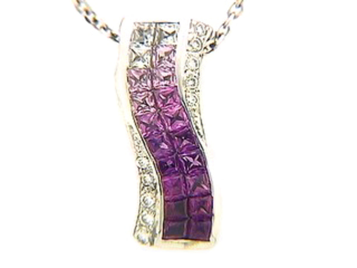 PINK SAPPHIRE & DIAMOND PENDANT, 18KW (H), C=1.00