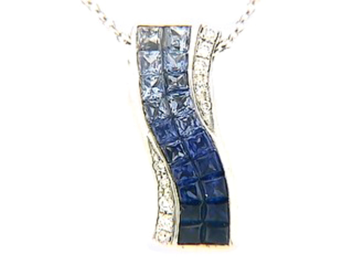 SAPPHIRE & DIAMOND PENDANT, 18KW (H), C=1.00