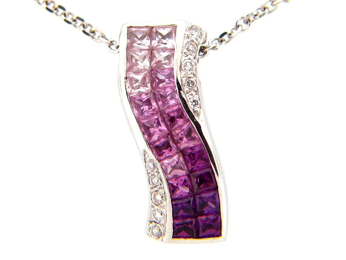 PURPLE SAPPHIRE & DIAMOND PENDANT, 18KW (H), C=1.00