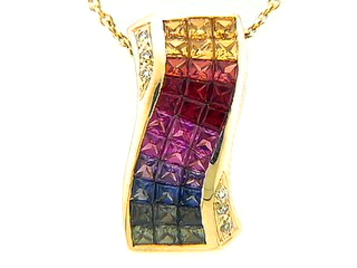 RAINBOW SAPPHIRE & DIAMOND PENDANT