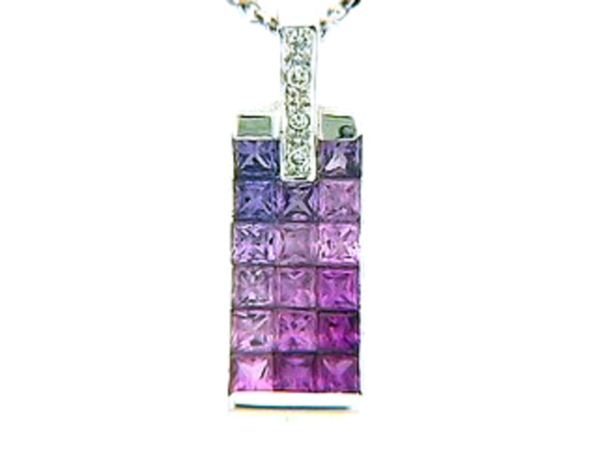 PINK, PURPLE SAPPHIRE& DIAMOND PENDANT, 18KW (H), C=1.20