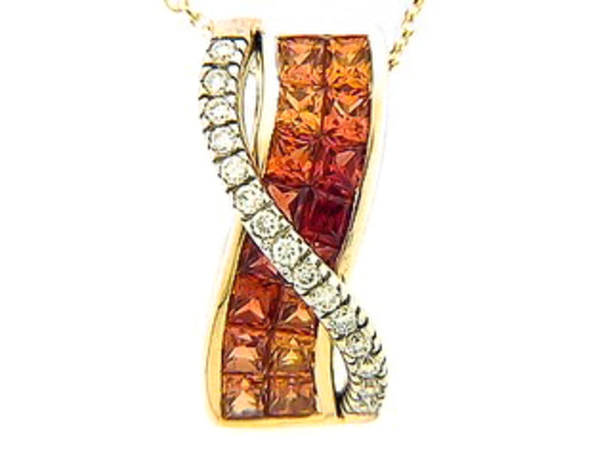 ORANGE SAPPHIRE & DIAMOND PENDANT