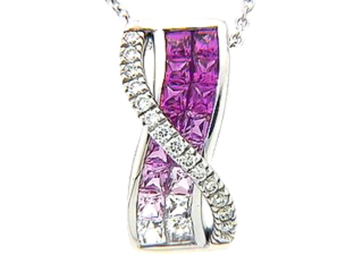 PINK SAPPHIRE & DIAMOND PENDANT, 18KW (H), C=1.50